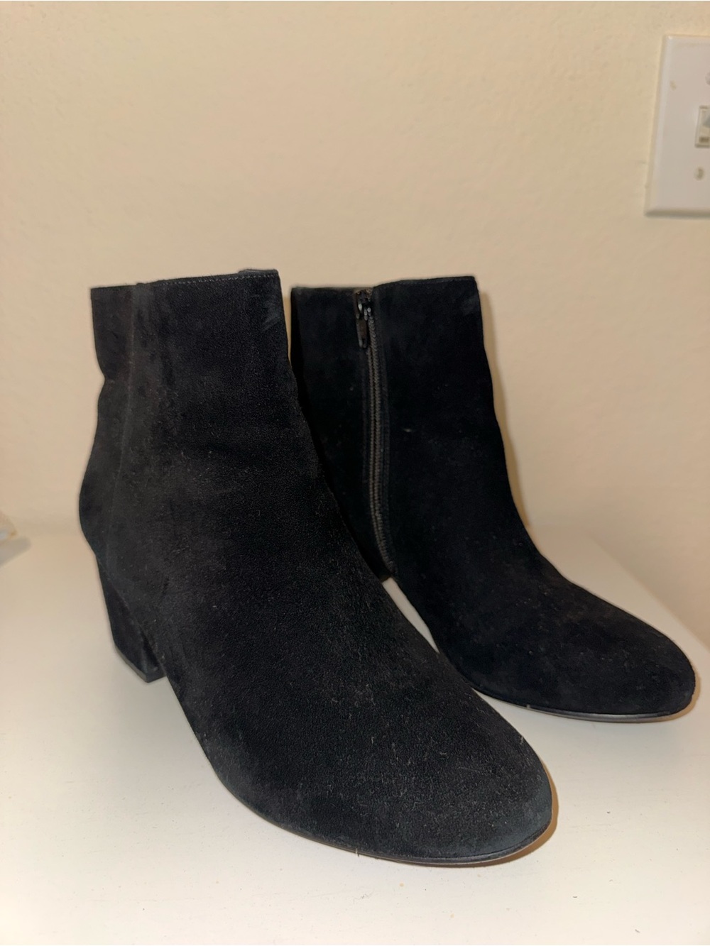 Aldo Black Suede Ankle Booties with Side Zip